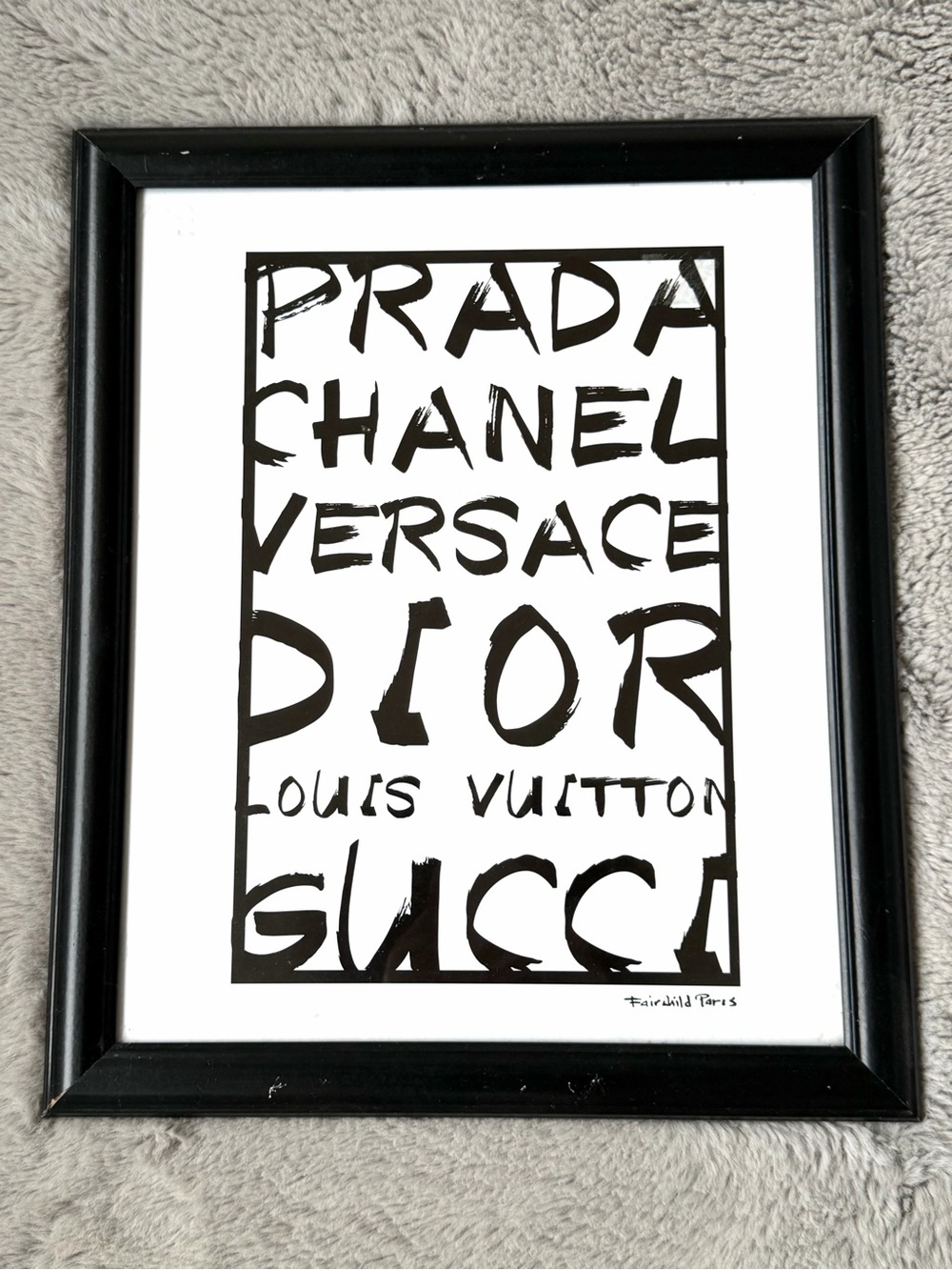 FAIRCHILD PARIS Designer Logo Wall Art Print —‎ Black & White